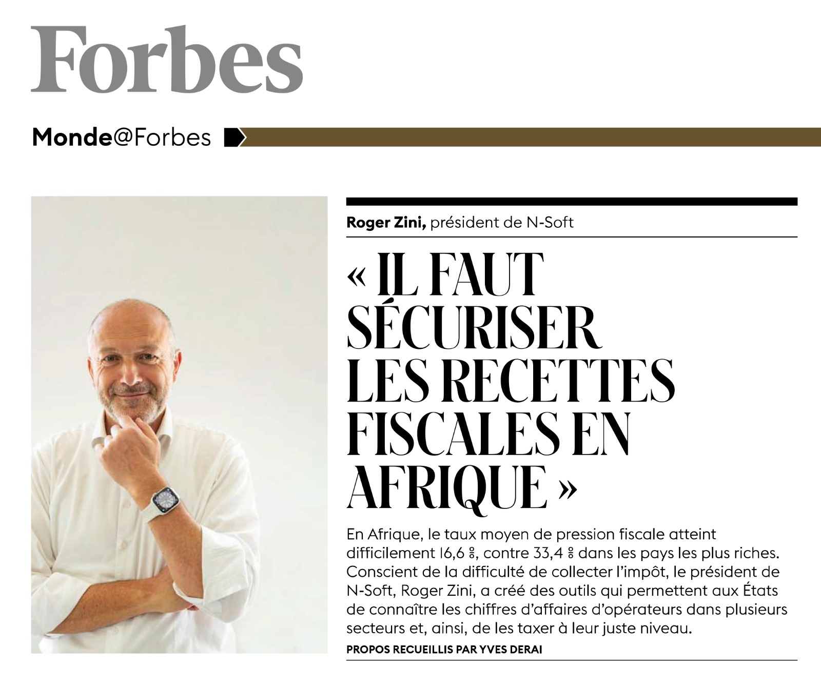 Dr. Roger Zini CEO and founder of N-Soft featured by Forbes France.