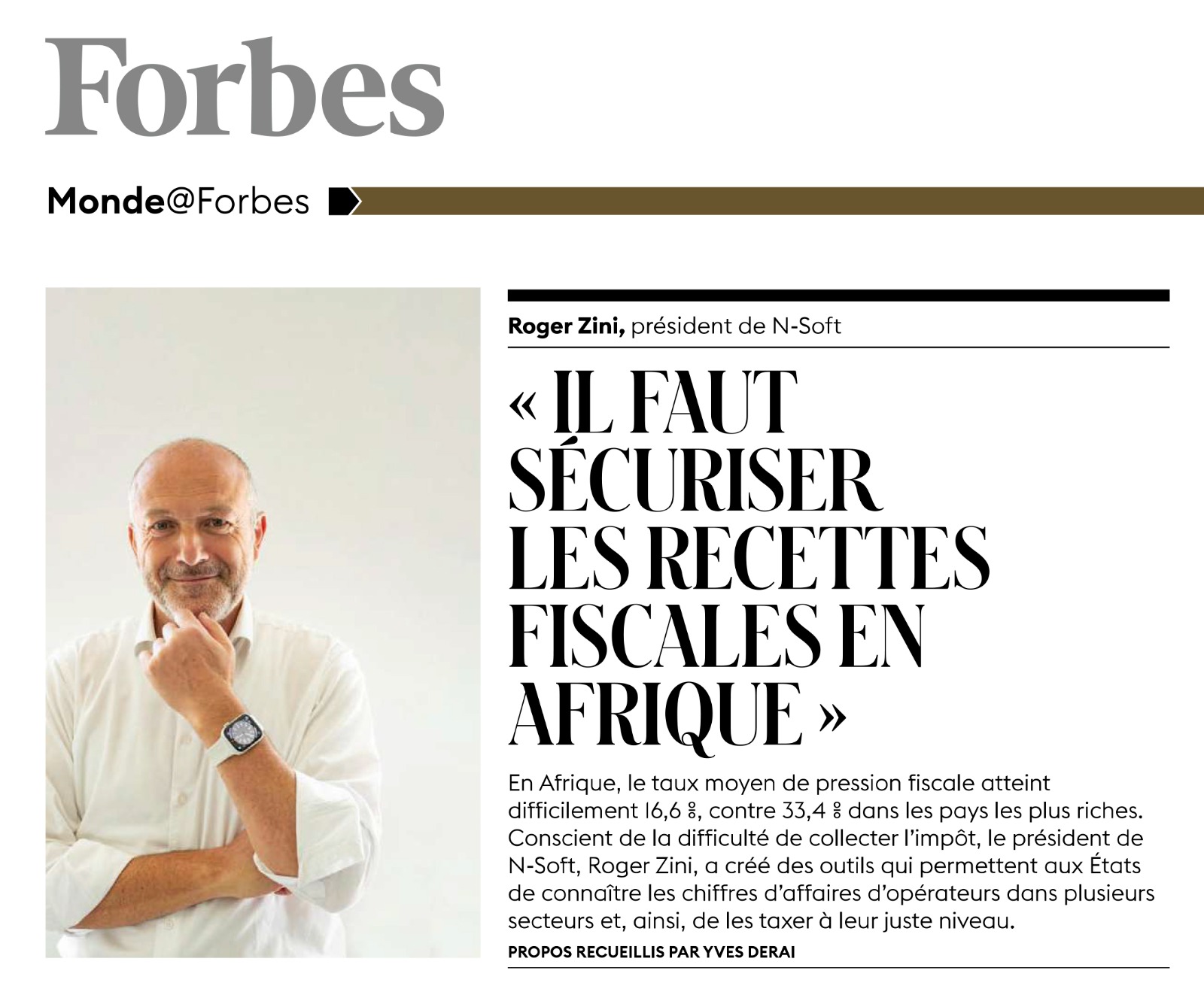 Dr Roger Zini CEO and founder of N-Soft featured by Forbes France.